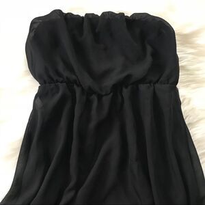 Xs strapless black high lo dress